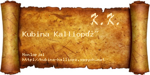 Kubina Kalliopé névjegykártya
